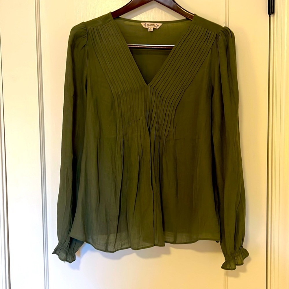Nanette Lepore olive green popover blouse